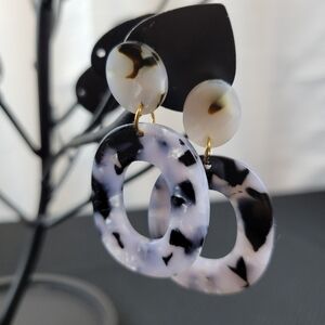 Shades of Blue/Gray  Acrylic Tortoise Earrings